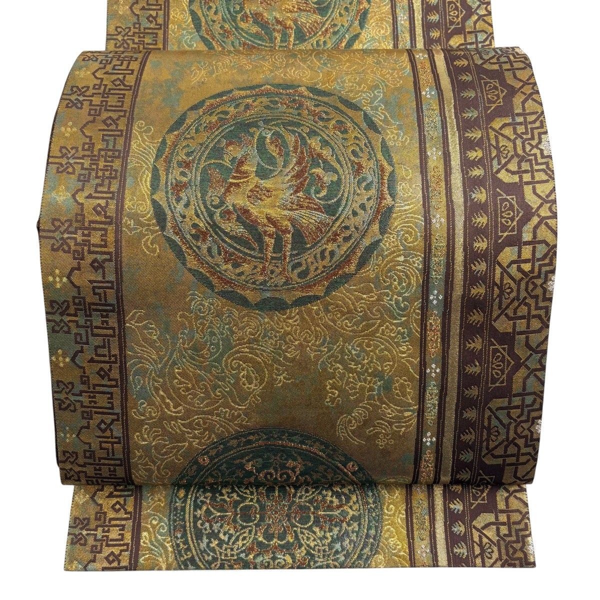 【美品】 袋帯 秀品 華文 鳥 箔 金色 六通 正絹 【中古】 6,512円