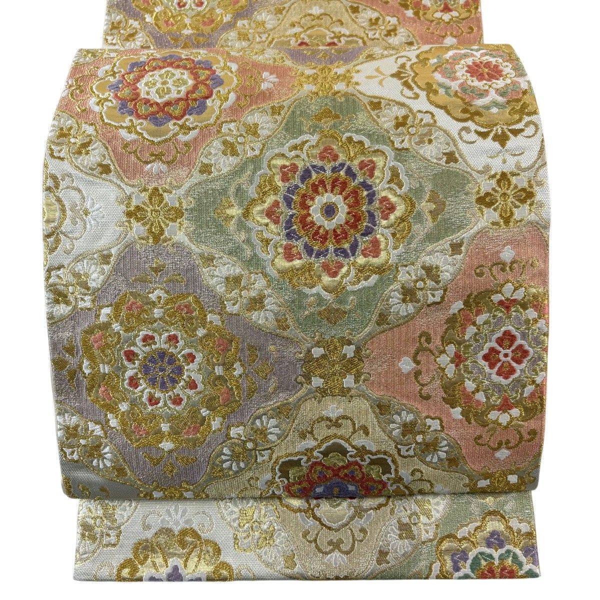 【美品】 袋帯 秀品 華文 七宝 金糸 箔 金色 六通 正絹 【中古】 7,040円