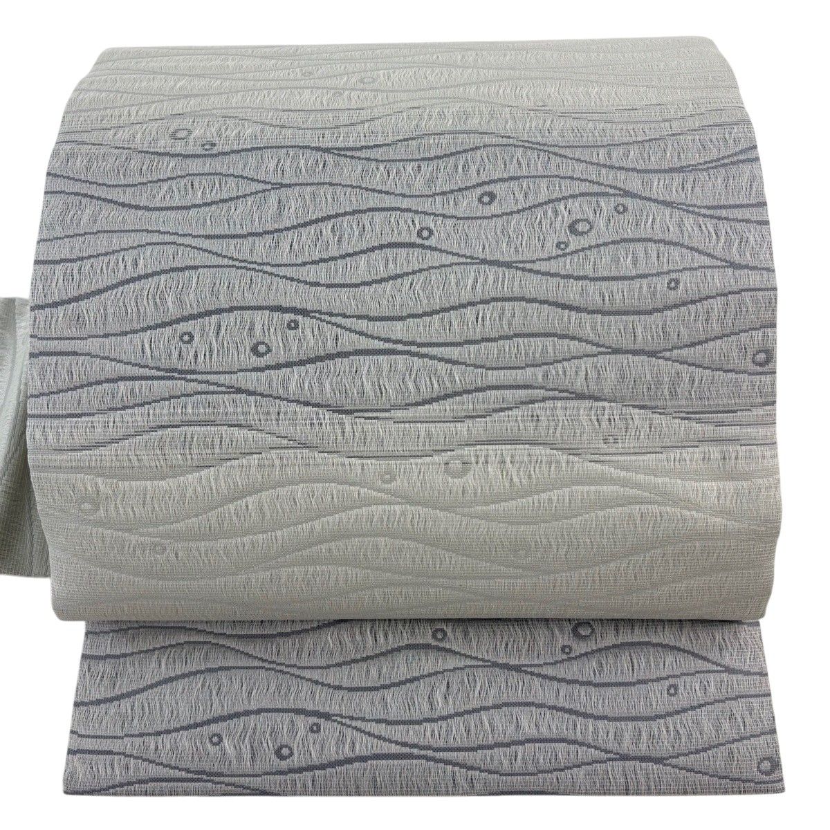 【美品】 名古屋帯 秀品 段縞 よろけ縞 灰紫 正絹 【中古】 8,614円