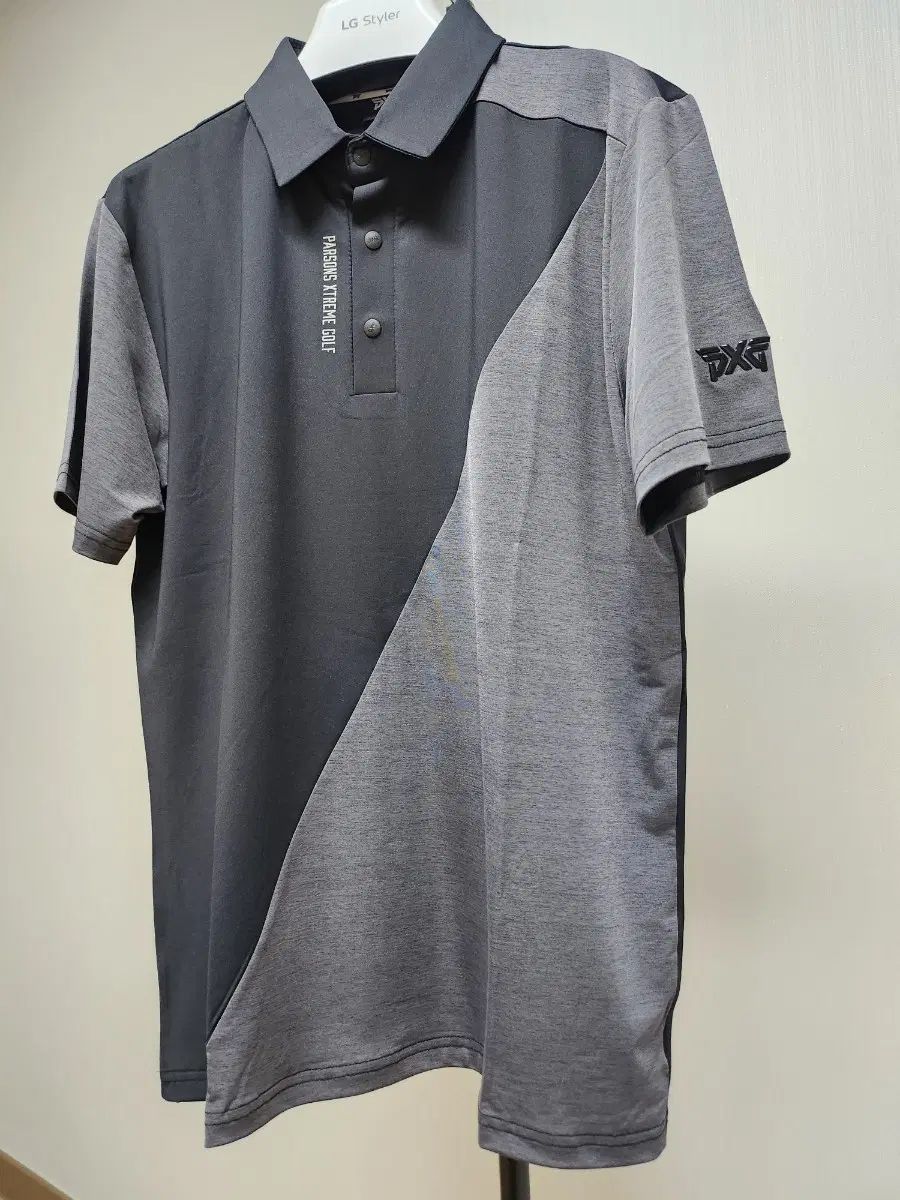 PXG ゴルフウェア 半袖 カラーTシャツ 2トーン バイカラー ブラック/グレー (新品)