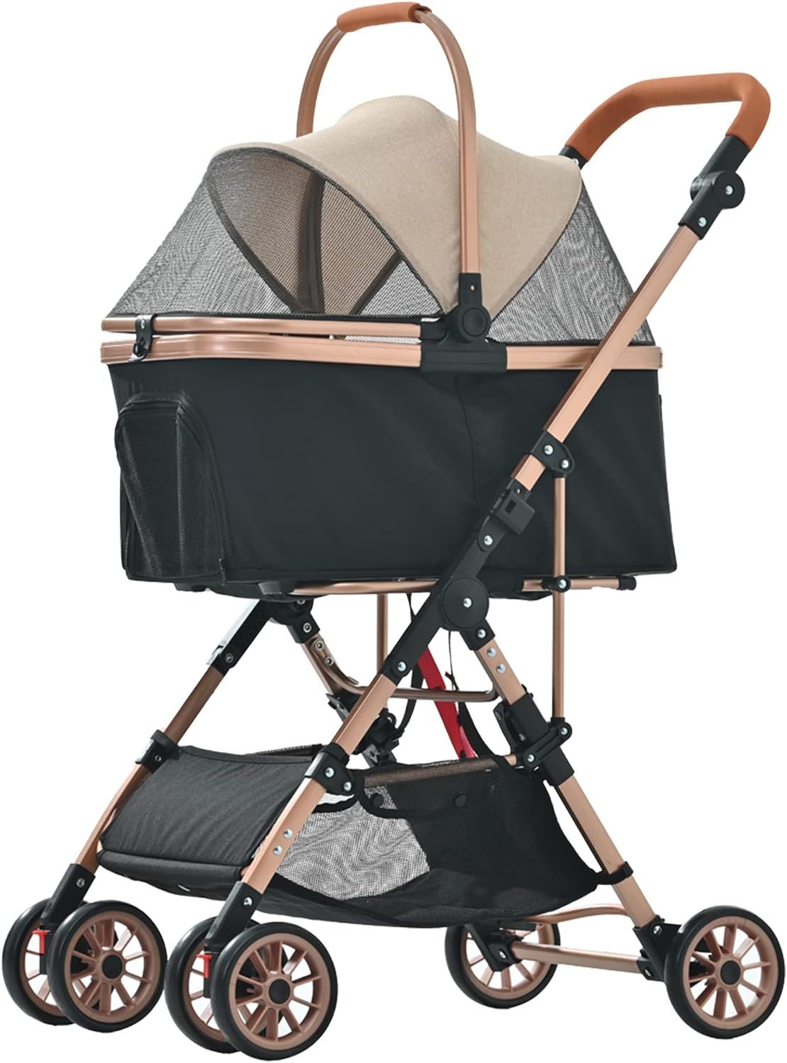 OSJペットカート分離式アルミ製軽量4輪中型犬小型犬猫2way介護用ドッグカートキャリー組立て簡単ストッパー付