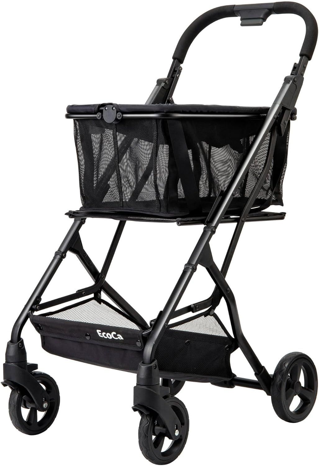 EcoCa ショッピングカート 4輪 軽量 折りたたみ式 マイバッグ付 ブラック EL99 買い物カート 3点セット 累計11万台突破