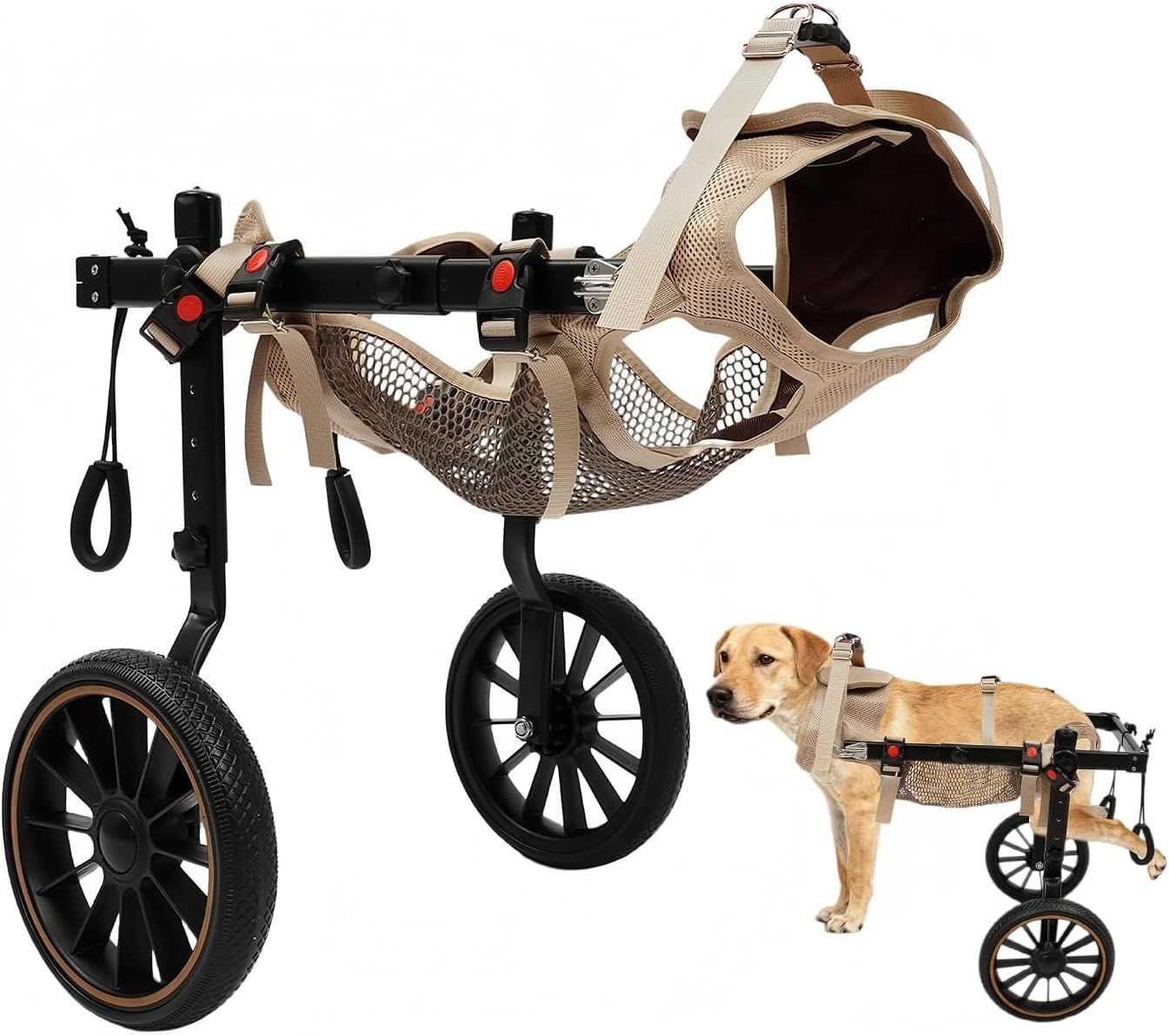 Pekaro犬用車椅子 後ろ足サポート 中型大型犬 老犬介護 歩行補助 ドッグウォーカー 軽量アルミ メッシュ 通気性 2輪 リハビリ 日本語説明書付