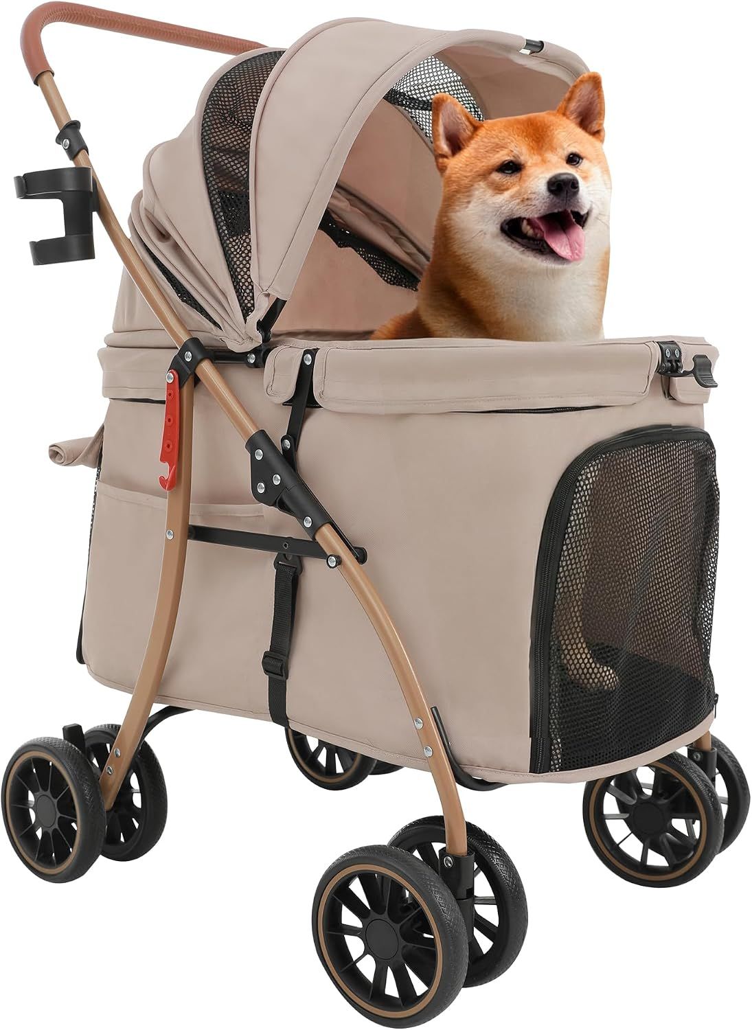 【低床型 ·大空間】MILA&LOUIS 中型犬ペットカート 大空間しっかり包み込む 大型犬 カート 深型しっかり包み込む犬用カート 小型犬/猫 多頭 老犬兼用 最大4匹 耐荷重30Kg