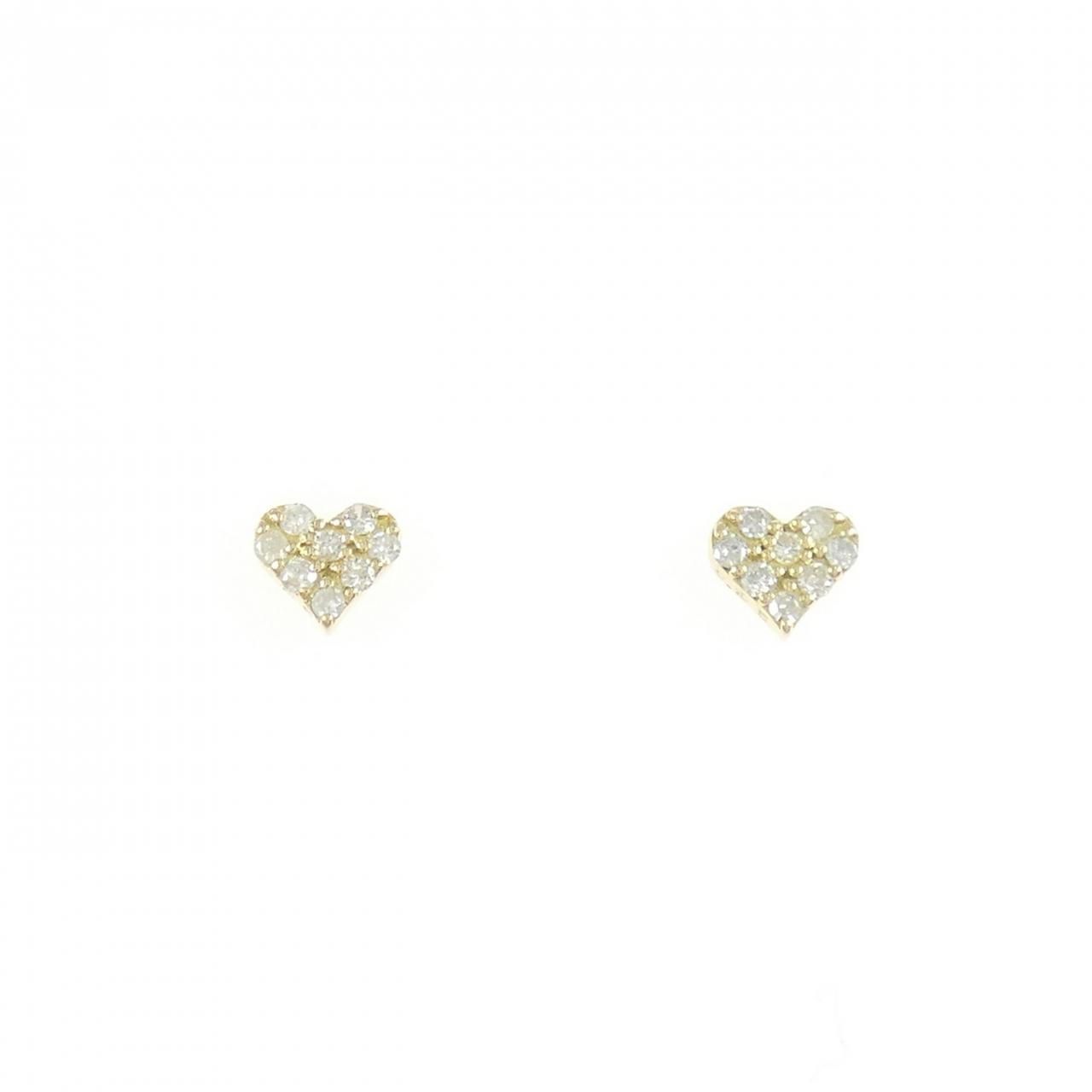 K18YG ハート ダイヤモンド ピアス 0.10CT