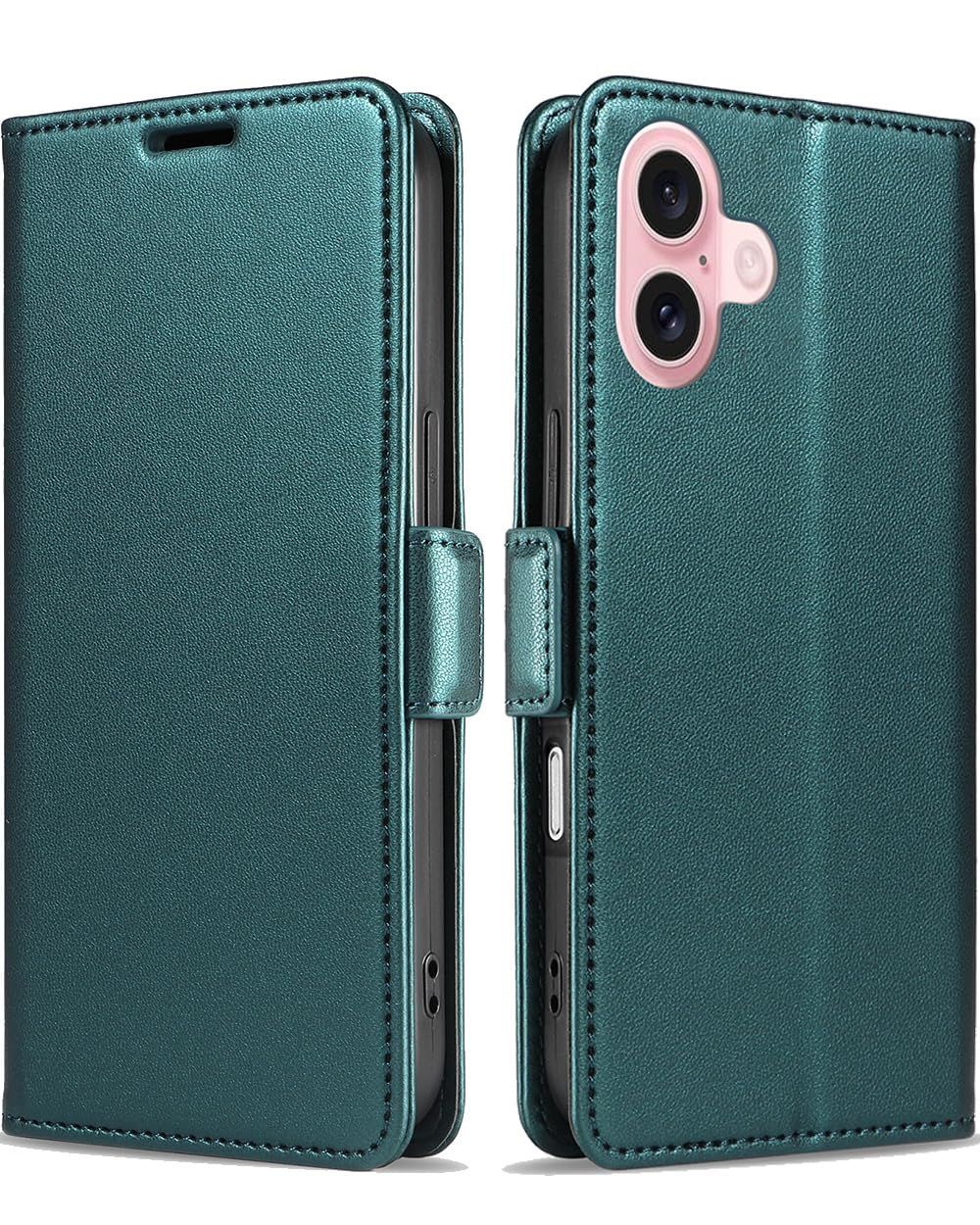 [Junzc] iPhone 16 Case, Notebook Type, PU Leather, Premium iPhone 16 Compatible, Shock Resistant, Fall Prevention, Side Magnet, Wireless Charging Compatible, Stand Function, Wallet Type, Card Storage, Simple, Stylish, Popular, 6.1 inch, Comfortable, Full Protective iPhone...