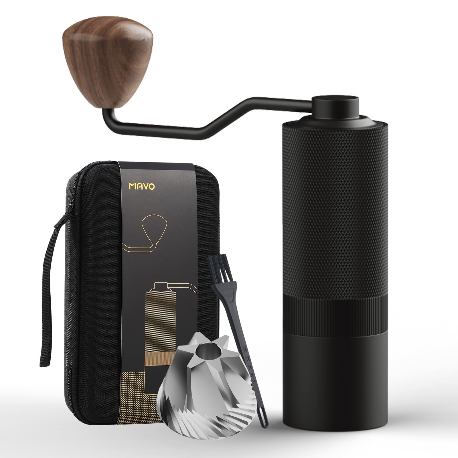 MAVO ウィザード 手挽きコーヒーミル 粗さ調整可能 手動 コーヒーミル 六角コニカル式金属刃 エスプレッソ対応 CNCステンレスバリ 容量20グラム ブラックym 0cc96d1d