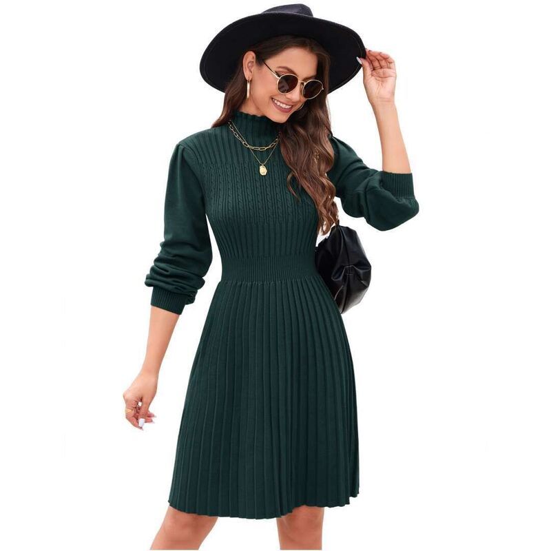 【送料無料】 イエスファッション レディース ワンピース トップス Womens Long Lantern Sleeve Sweater Dress Ribbed Knit Bodycon Mini 11,300円