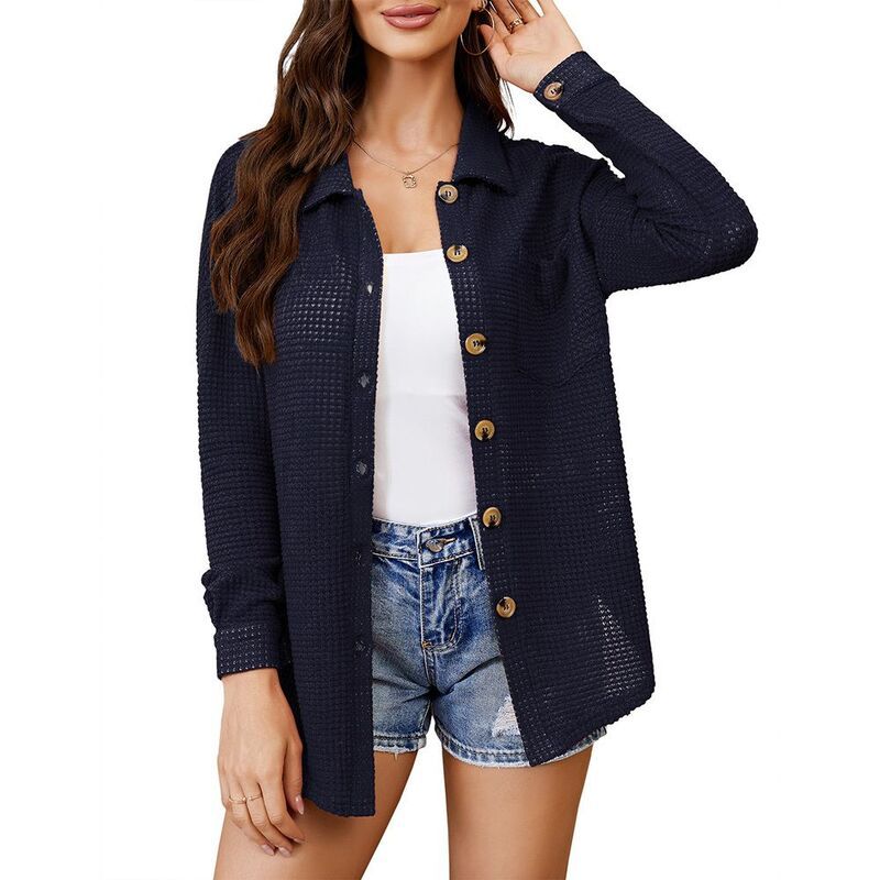 【送料無料】 ジョイジョイ レディース ニット・セーター アウター Womens Waffle Knit Button Down Shirt Long Sleeve Collared Loose Fi 8,745円