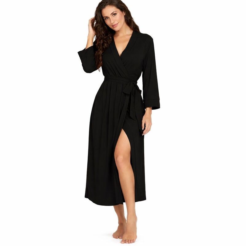 【送料無料】 メガリテイラー レディース ナイトウェア アンダーウェア Women Comfortable Knit Robe Black