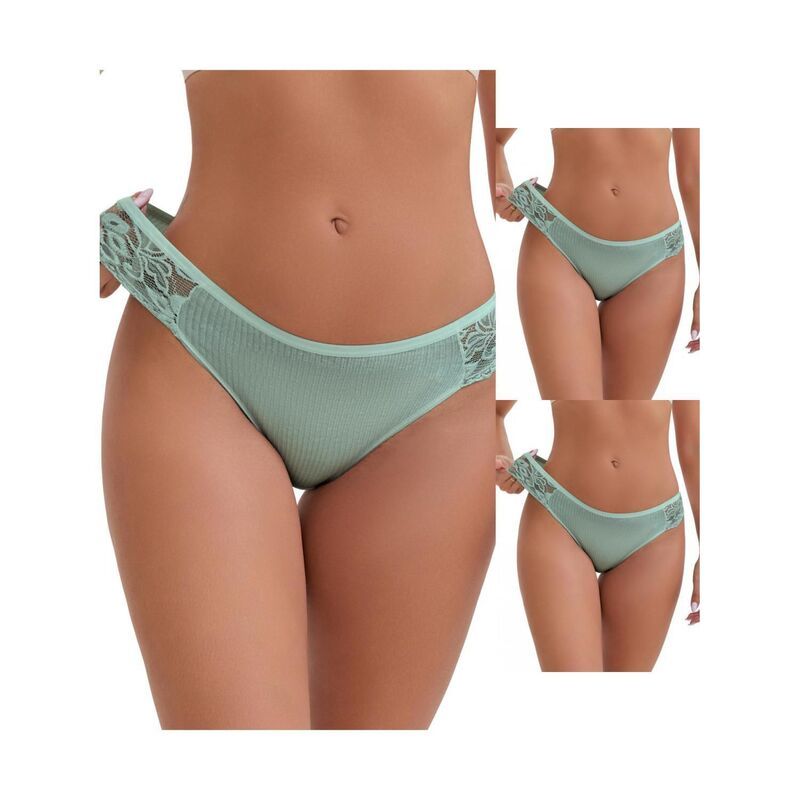 【送料無料】 インスパイア シック レディース パンツ アンダーウェア 3 Packs Womens Lace Low Rise HipLifting Ribbed Briefs Comfortabl 8,610円