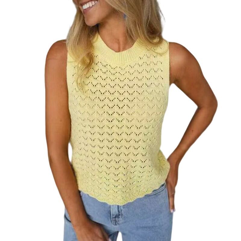 【送料無料】 エリートスピリット レディース ニット・セーター アウター Womens Hollow Out Knit Tank Top Sleeveless Crochet Summer Casua