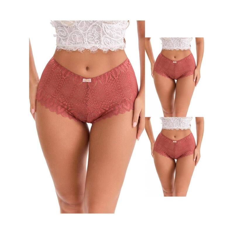【送料無料】 インスパイア シック レディース パンツ アンダーウェア 3 Packs Womens High Rise Hollow Lace HipLifting Briefs Full Cove