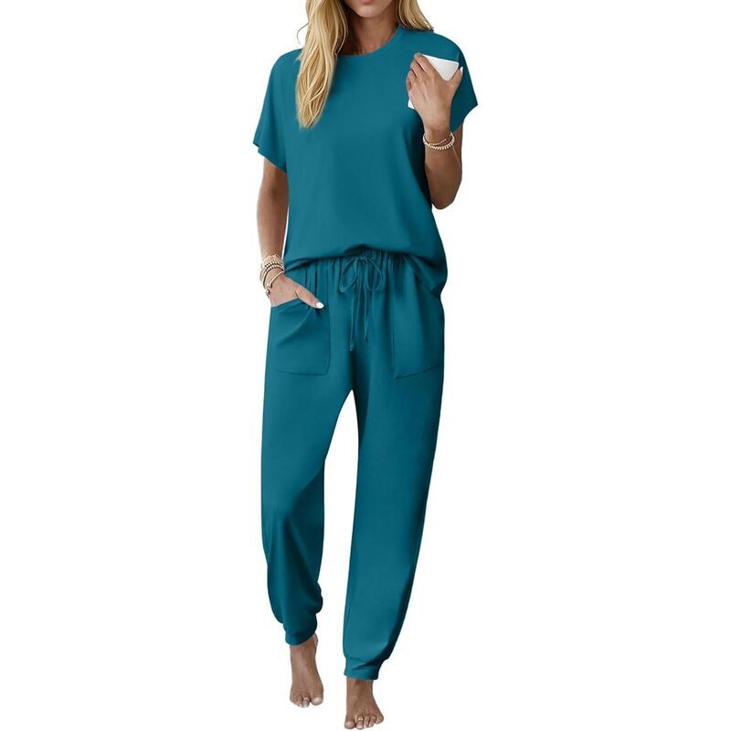 【送料無料】 エコアー レディース ナイトウェア アンダーウェア Ekouaer Womens Pajama Sets Pj Top With Jogger Pants Cotton Pajamas
