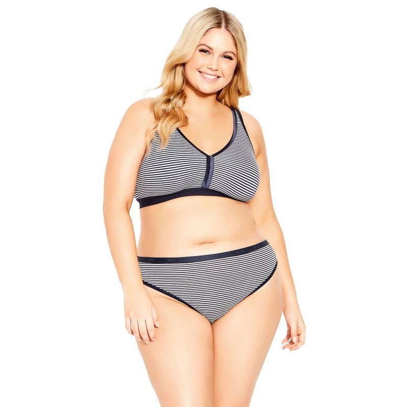 【送料無料】 アベニュー レディース パンツ アンダーウェア Avenue Womens Plus Size Cotton Stripe Thong Indigo Stripe 7,385円