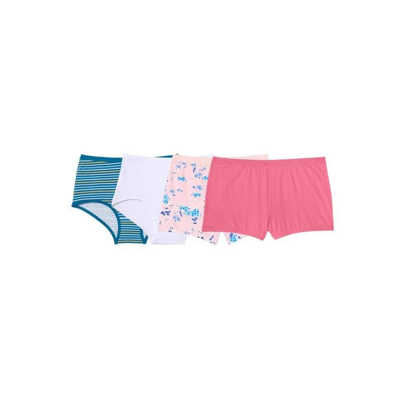 【送料無料】 コンフォート チョイス レディース パンツ アンダーウェア Comfort Choice Plus Size Soft Cotton BriefBoy Short 4Pack Flora