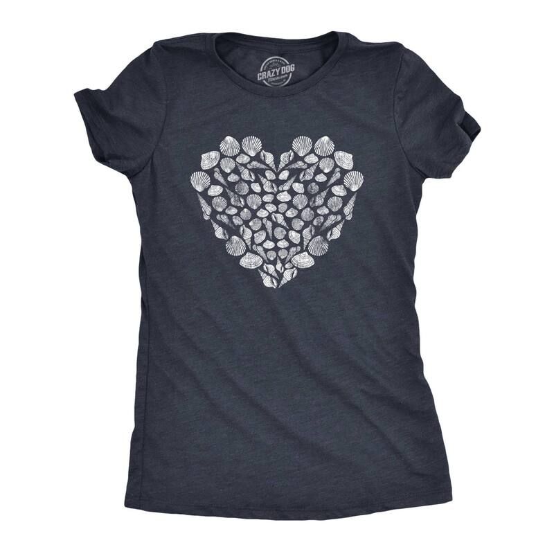 【送料無料】 クレイジードッグTシャツ レディース Tシャツ トップス Womens Shell Heart T Shirt Cute Beach Lover Tropical Vacation Oc