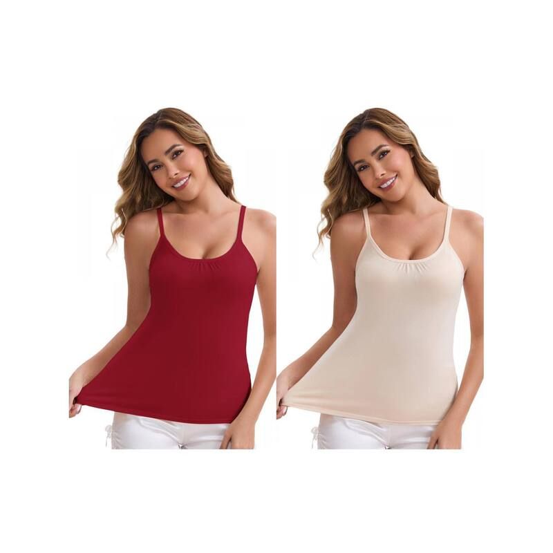 【送料無料】 インスパイア シック レディース Tシャツ トップス 2 Packs Womens Spaghetti Straps Flowy Swing Camisole with Padded L