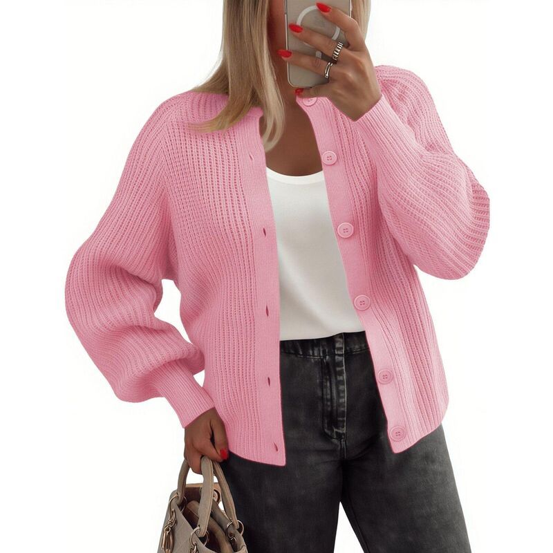 【送料無料】 ジーグー レディース ニット・セーター アウター Zeagoo Womens Long Sleeve Chunky Knit Crew Neck Button Down Cardigan