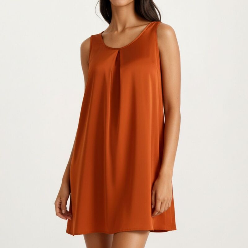 【送料無料】 アンナカシ レディース ナイトウェア アンダーウェア Womens Sleeveless Sleep Dress with Pleated Front Detail Relaxed Fi