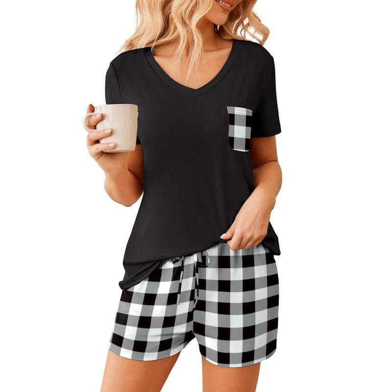 【送料無料】 エコアー レディース ナイトウェア アンダーウェア Ekouaer Womens Pajama Sets Short Sleeve Pajamas for Women Sets Soft