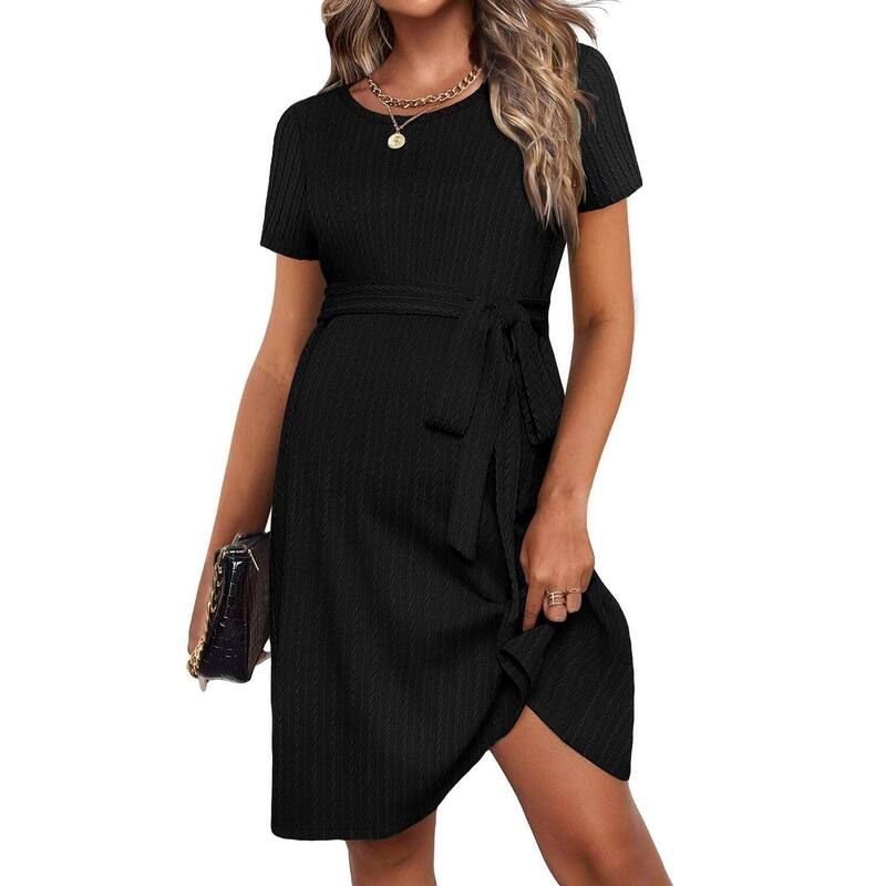 【送料無料】 エコアー レディース ナイトウェア アンダーウェア Ekouaer Women Maternity Dress Casual Pregnancy Dresses Rib Knit Cre