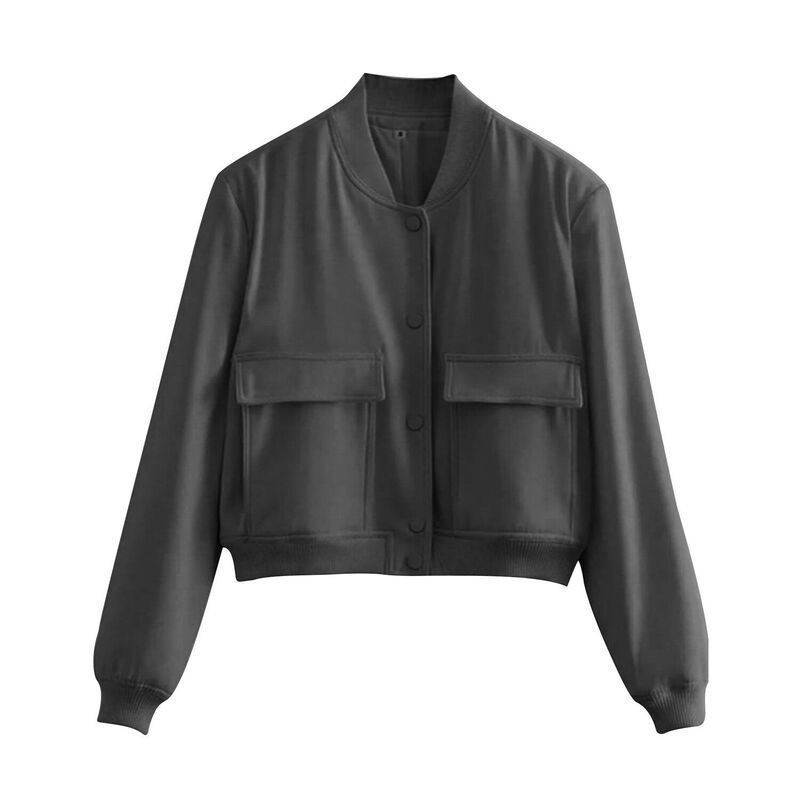 【送料無料】 ジーグー レディース ジャケット・ブルゾン アウター Zeagoo Womens Cropped Bomber Jacket Long Sleeve Casual Outwear wit