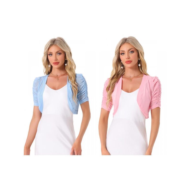 【送料無料】 インスパイア シック レディース ニット・セーター アウター 2 Packs Casual Short Sleeve Mesh Sheer Shrug for Women Open Fr