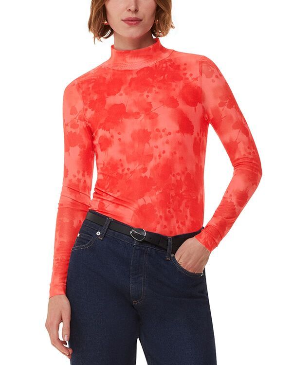 ホイッスルズ レディース トップス シャツ メッシュ Whistles Blurred Blooms Mesh Top Red Multi レッド