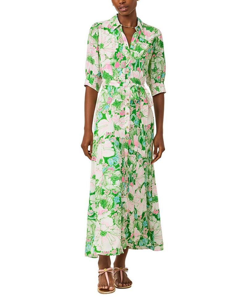 リリーピュリッツァー レディース トップス シャツ ミディ Lilly Pulitzer Larkyn Midi Shirtdress Puttingreen Poppyland グリーン