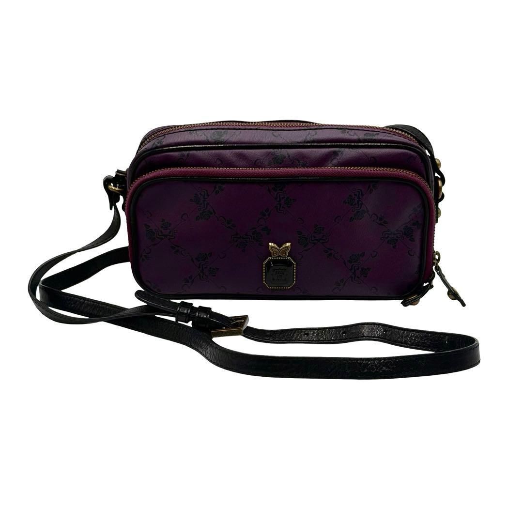 ANNA SUI ショルダーバッグ 紫 レザー 蝶 Y2K
