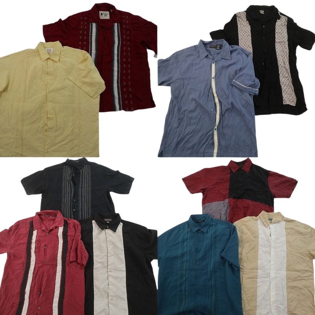 古着卸 まとめ売り ライン系 半袖シャツ 10枚セット ( メンズ L