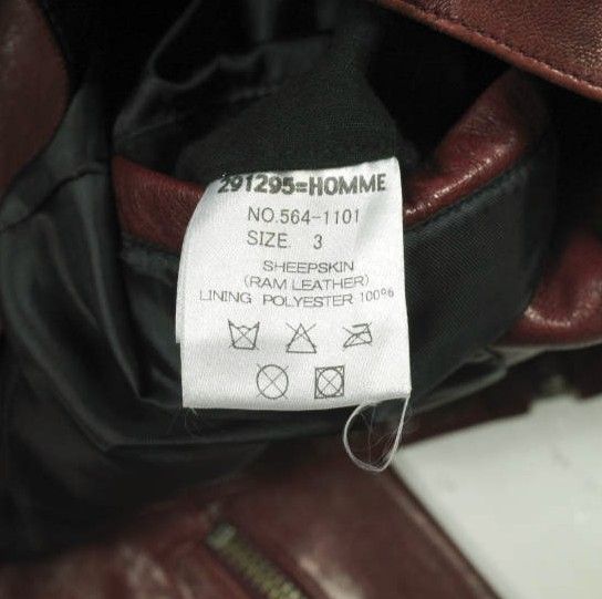 291295＝HOMME ニーキューイチニーキューゴオム ラムレザー シングル