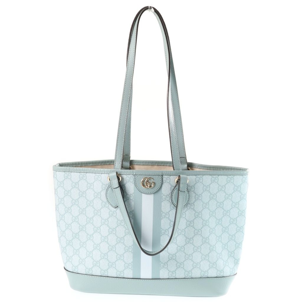 GUCCI (グッチ) GGオフィディア 2wayバッグ ハンドバッグ トートバッグ ライトブルー PVCレザー 765043
