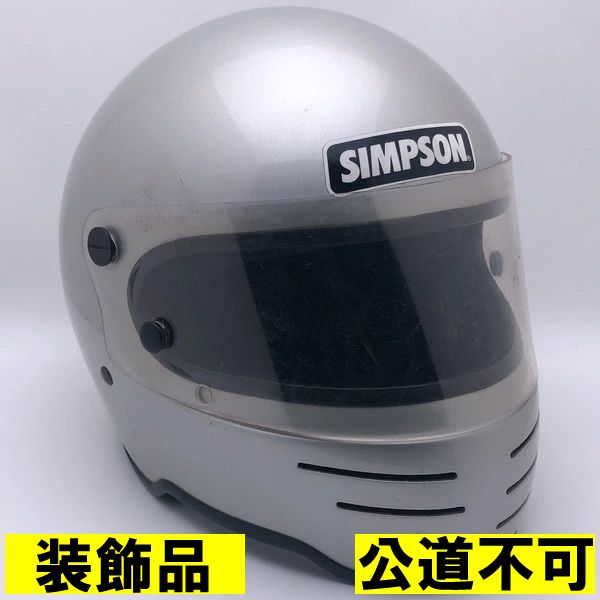 [Ornaments/Public Roads Not Allowed] with Genuine Shield SIMPSON M62 SILVER 58cm [Overseas Direct Imported Used Goods] Full Face Helmet Offroad Motocross VMX Dart Tracker Trail Scrambler Enduro Simpson Silver Silver Medium Size