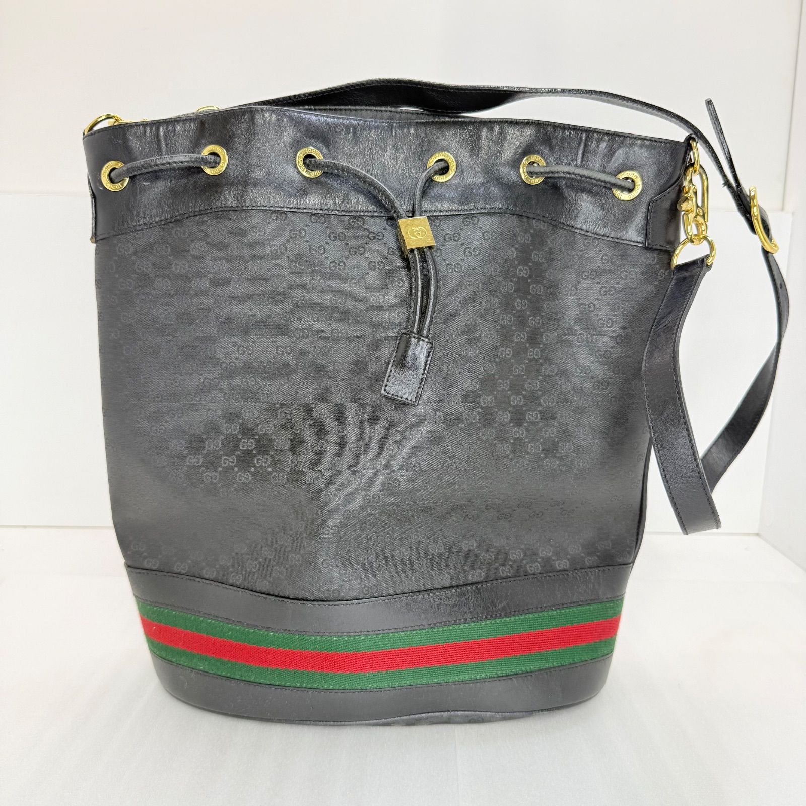 GUCCI オールドグッチ 巾着 ショルダーバッグ マイクロGG シェリー 