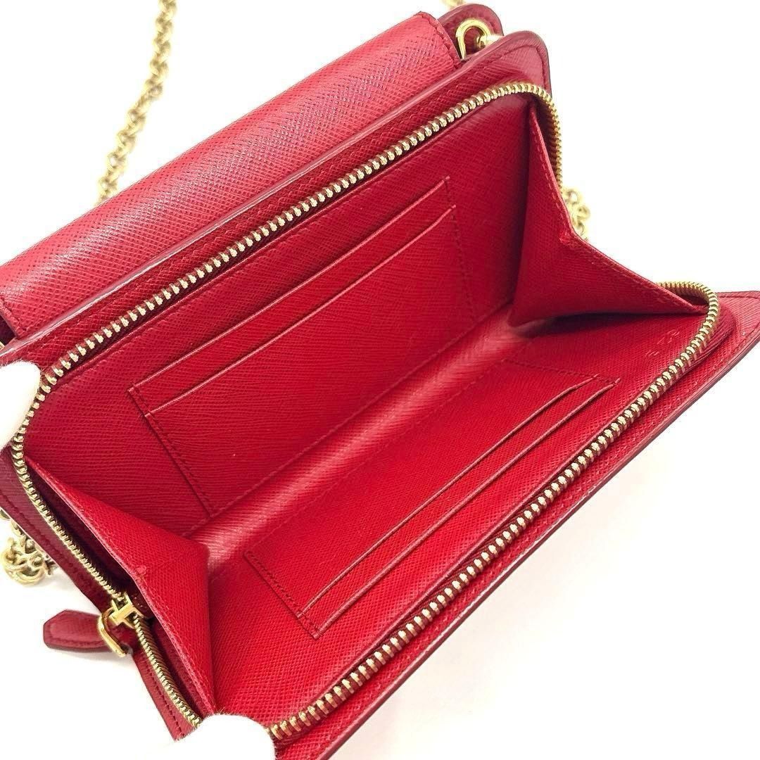 極美品 2way プラダ PRADA サフィアーノレザー チェーンウォレット