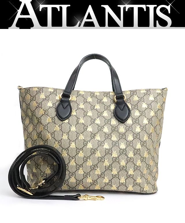 広尾店】美品 グッチ GUCCI GGスプリーム 2WAYバッグ BEE 473887 