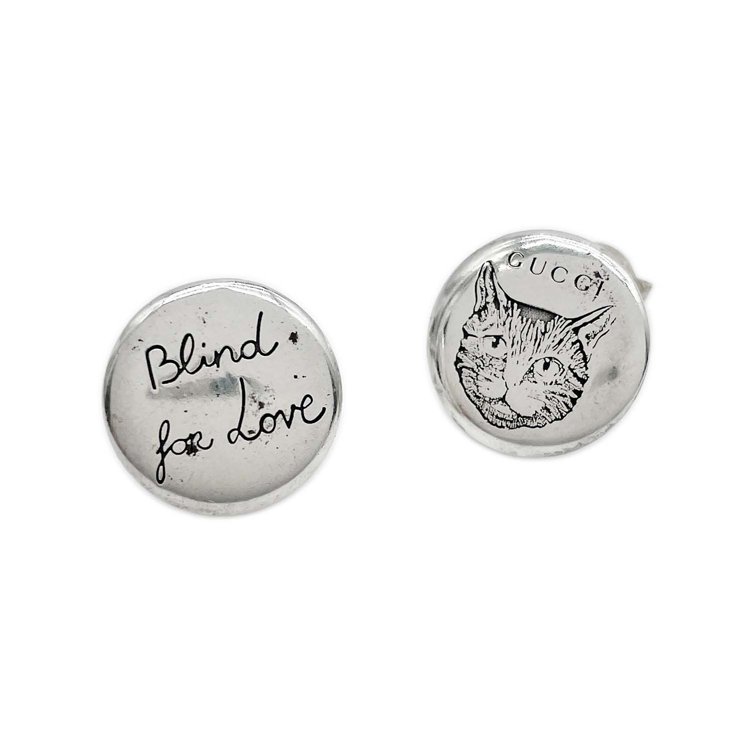 GUCCI Gucci Blind For Love Cat Earrings Round Type SV925 Silver Unisex [pre]