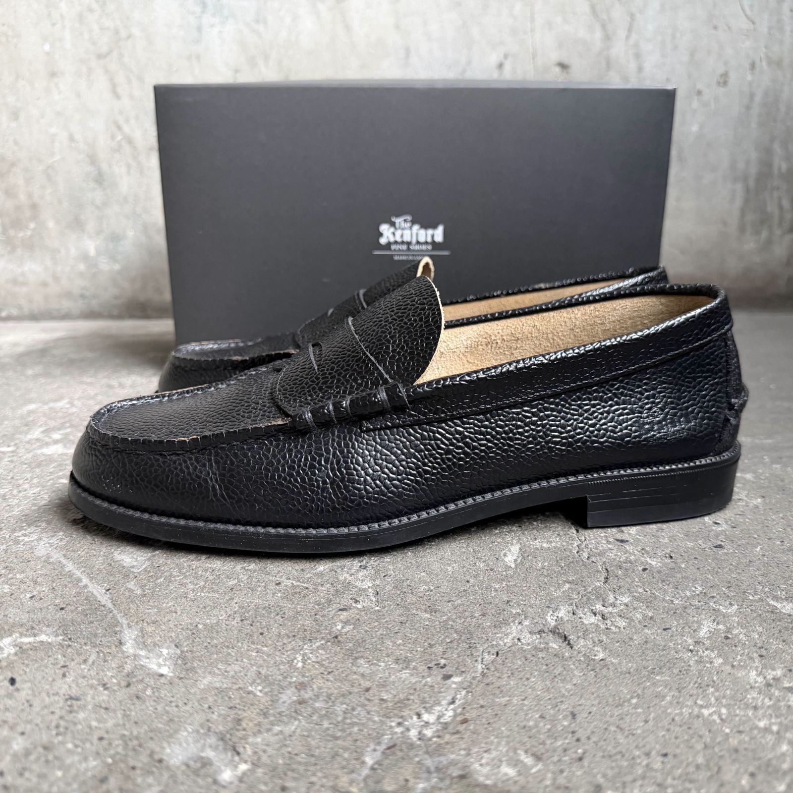 KENFORD EMBOSSED LOAFERS SCOTH GRAIN シボ柄 ブラック 25 1/2 ケン 