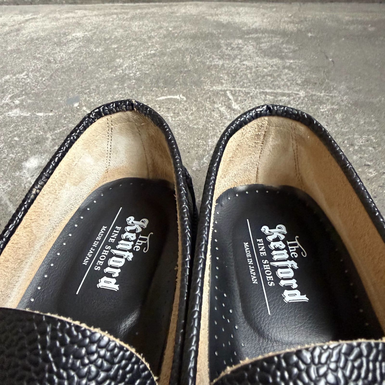 KENFORD EMBOSSED LOAFERS SCOTH GRAIN シボ柄 ブラック 25 1/2 ケン 