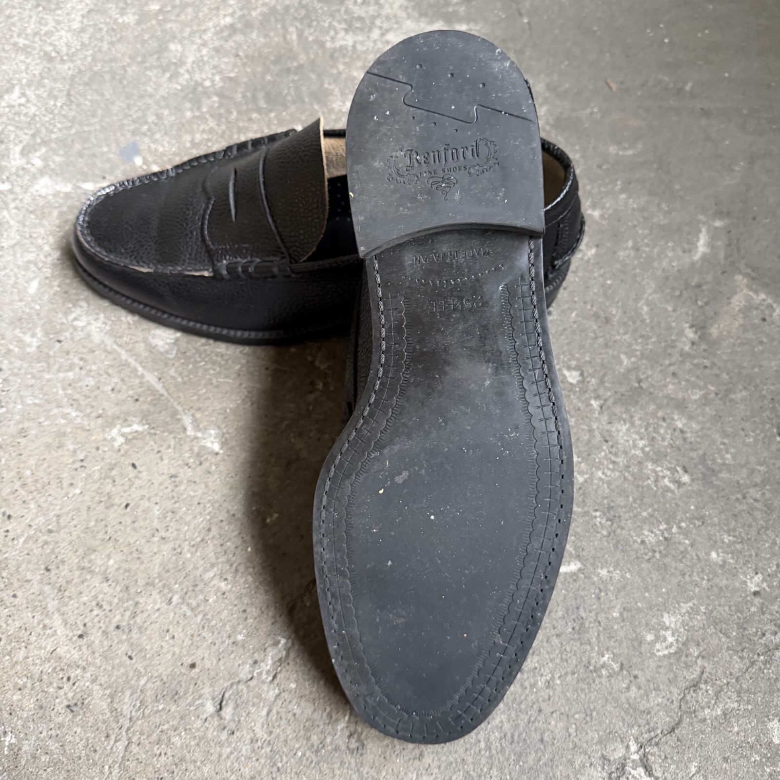 KENFORD EMBOSSED LOAFERS SCOTH GRAIN シボ柄 ブラック 25 1/2 ケン 