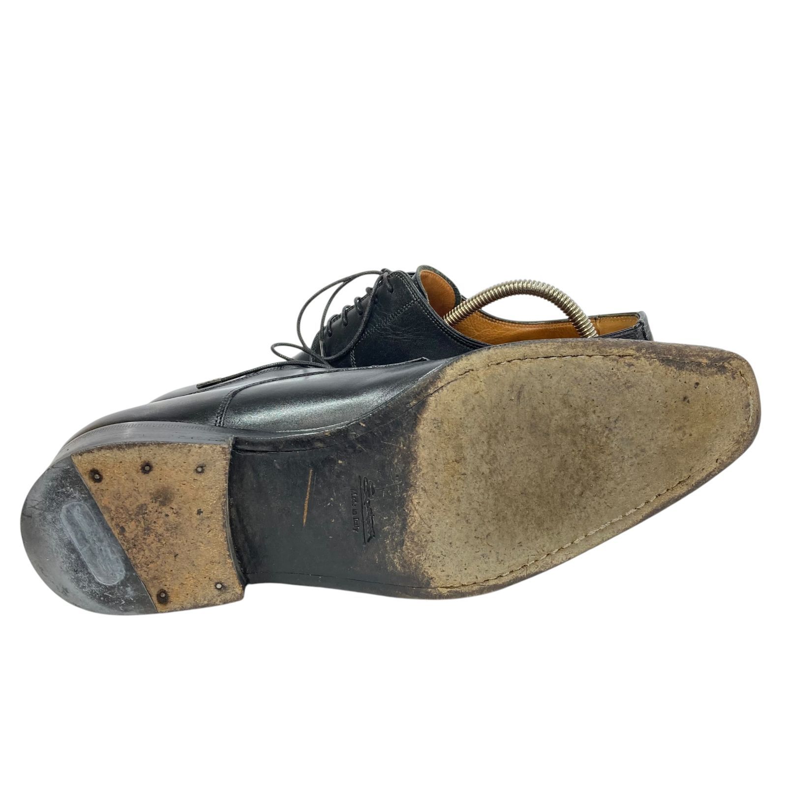 Santoni サントーニ　ビジネスシューズ 24.5 内羽根 ストレートチップ サントーニ】本物 Santoni 靴 24cm 黒 ストレートチップ ビジネス