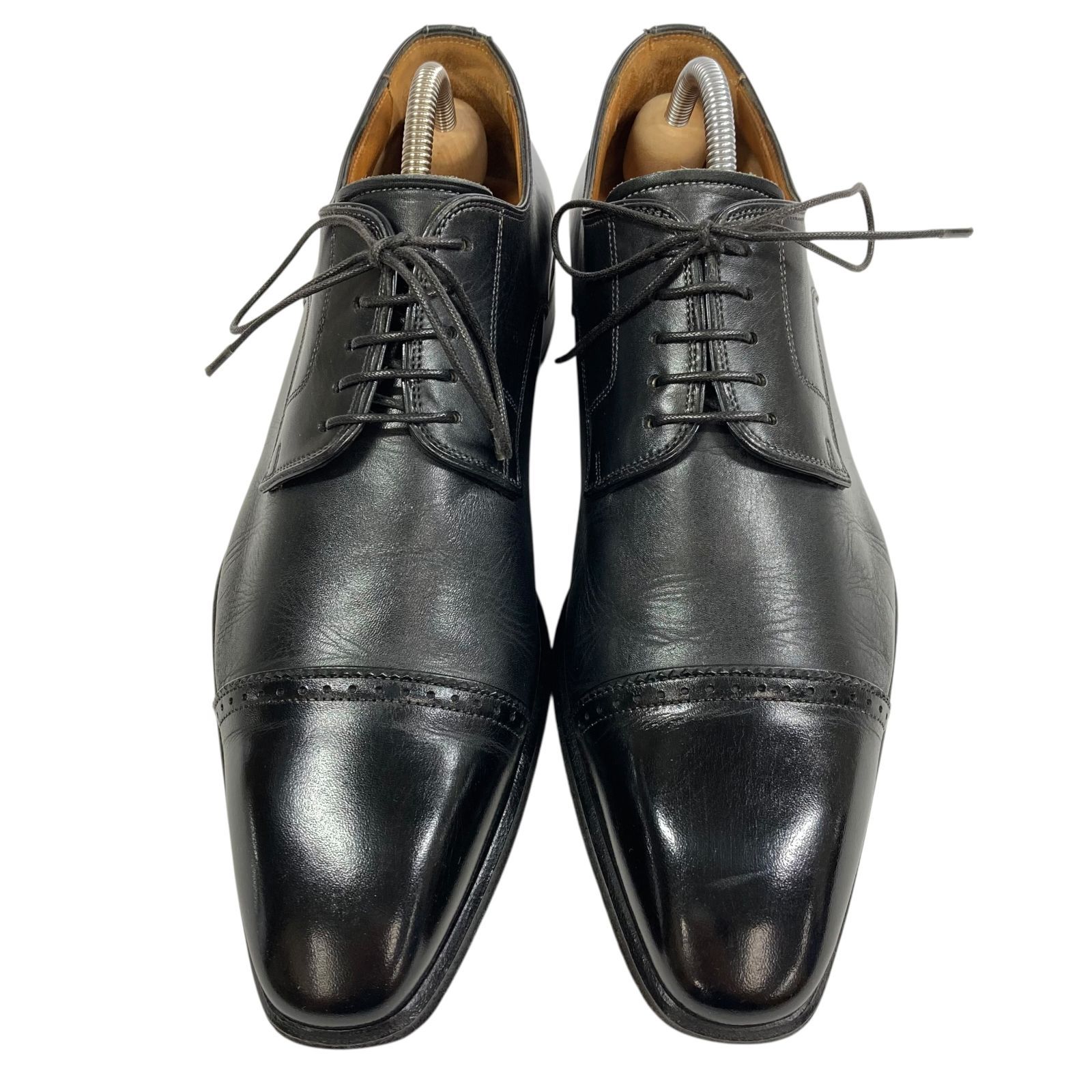 Santoni （サントーニ）ストレートチップレザー ビジネスシューズスチール付 サントーニ】本物 Santoni 靴 24cm 黒 ストレートチップ ビジネス