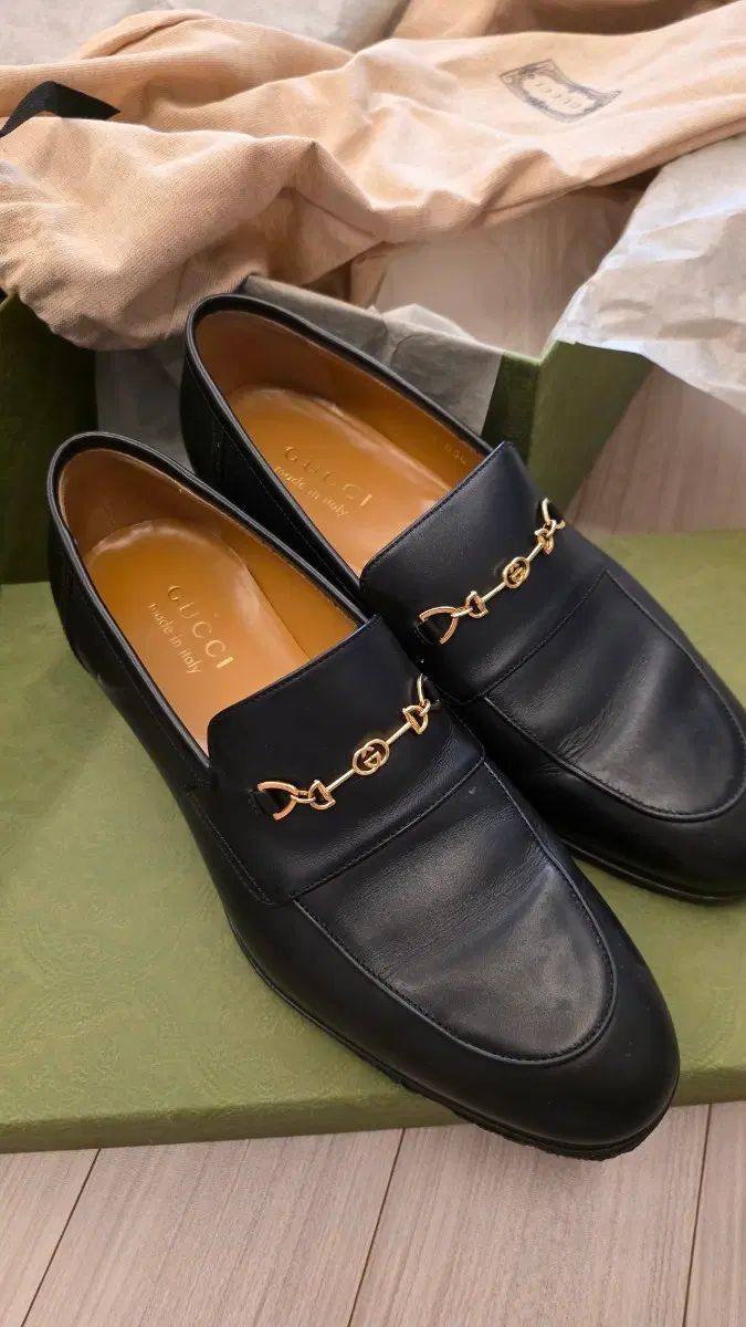 グッチ】本物 GUCCI 靴 25.5cm 黒 ホースビット ローファー スリッポン