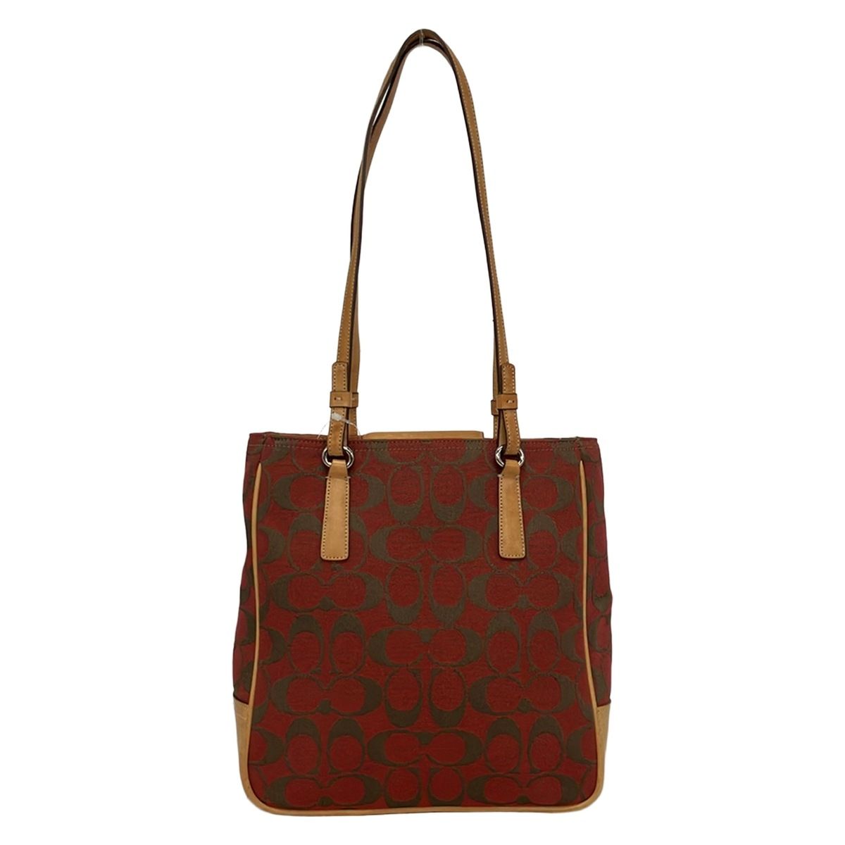 コーチショルダーバック COACH(コーチ) トートバッグ シグネチャー柄 6090 レッド×カーキ