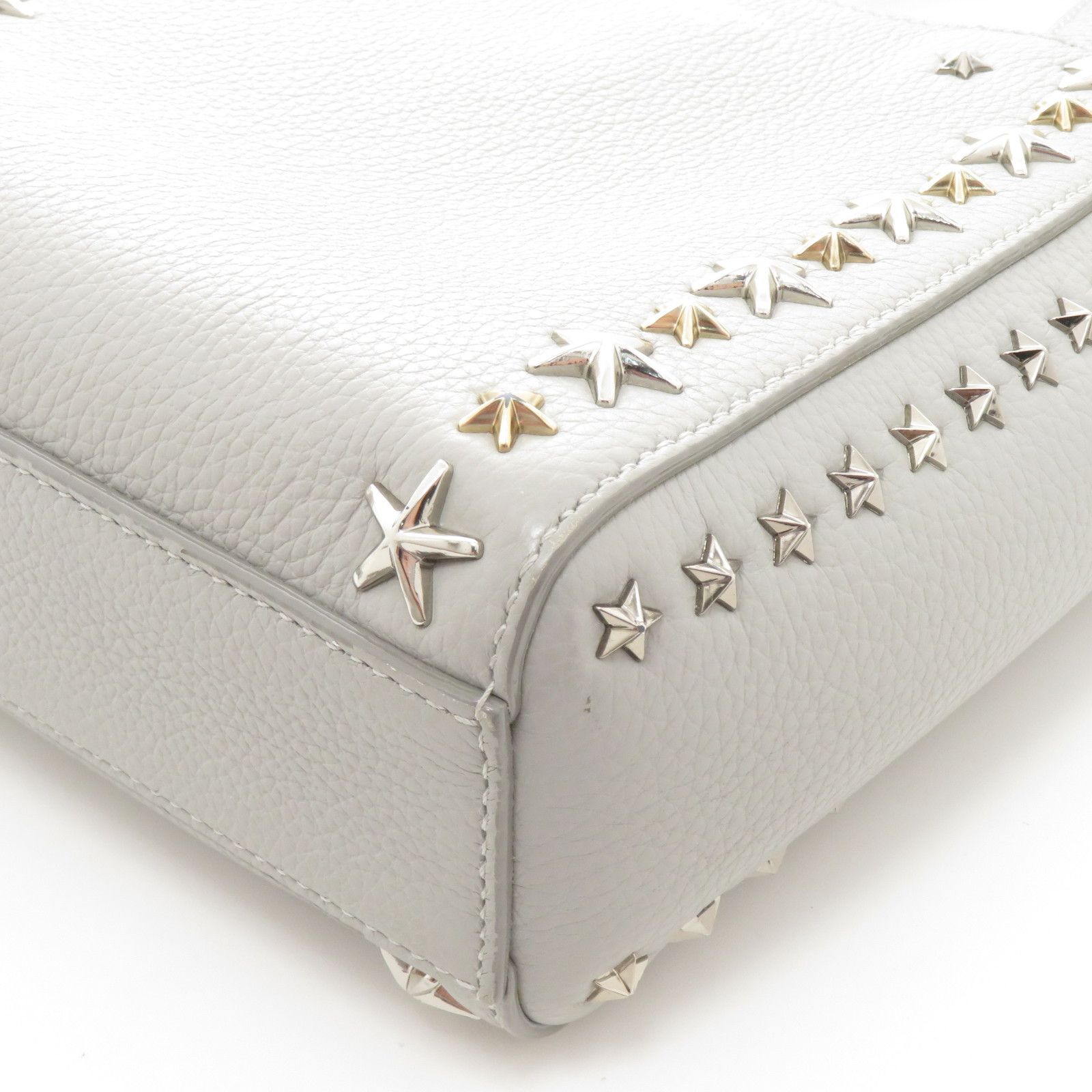JIMMY CHOO ジミーチュウ スタースタッズ 2wayバッグ グレー レザー