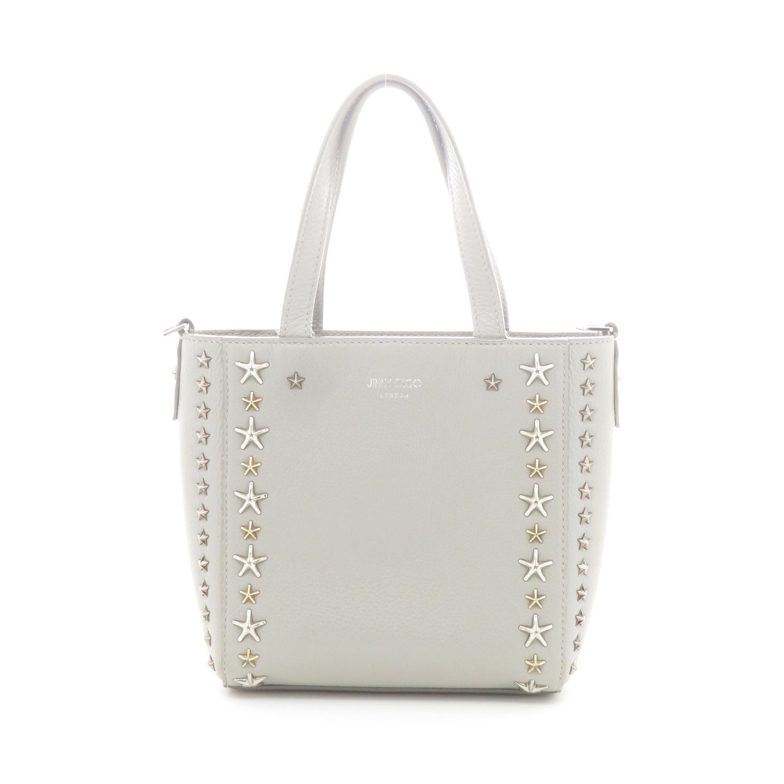 JIMMY CHOO ジミーチュウ スタースタッズ 2wayバッグ グレー レザー