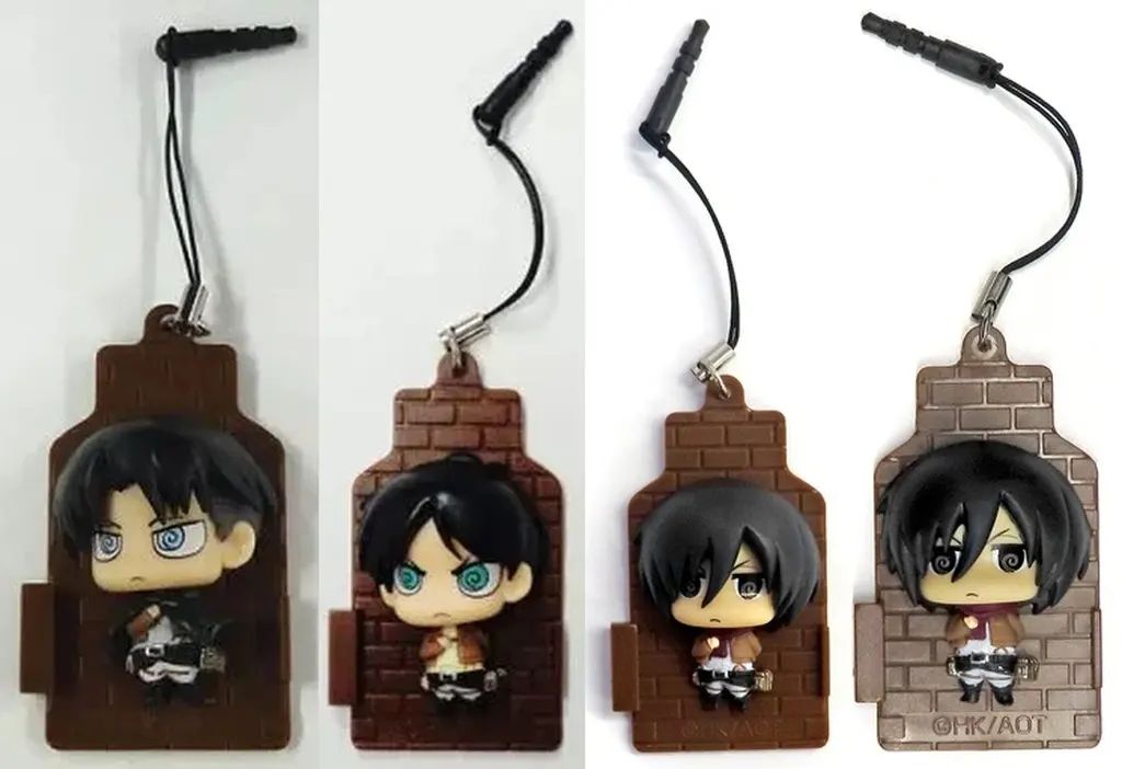 [Used] Mobile Miscellaneous Goods Set of 4 Original Earphone Jack Figure “Lipovitan Series x Attack on Titan”