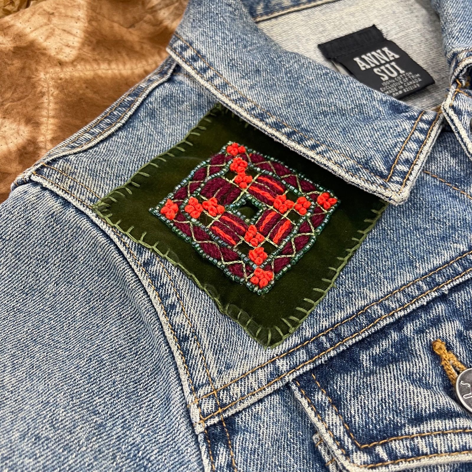 ANNA SUI 刺繍 デニムジャケット Gジャン - メルカリ